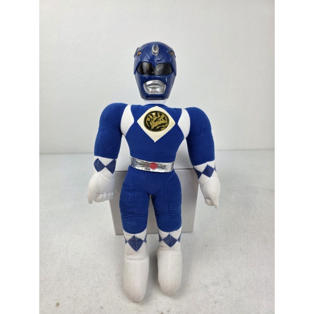 Vintage 1993 Mighty Morphin Power Ranger Blue Retro Plush Hard Head 14" Inch‎